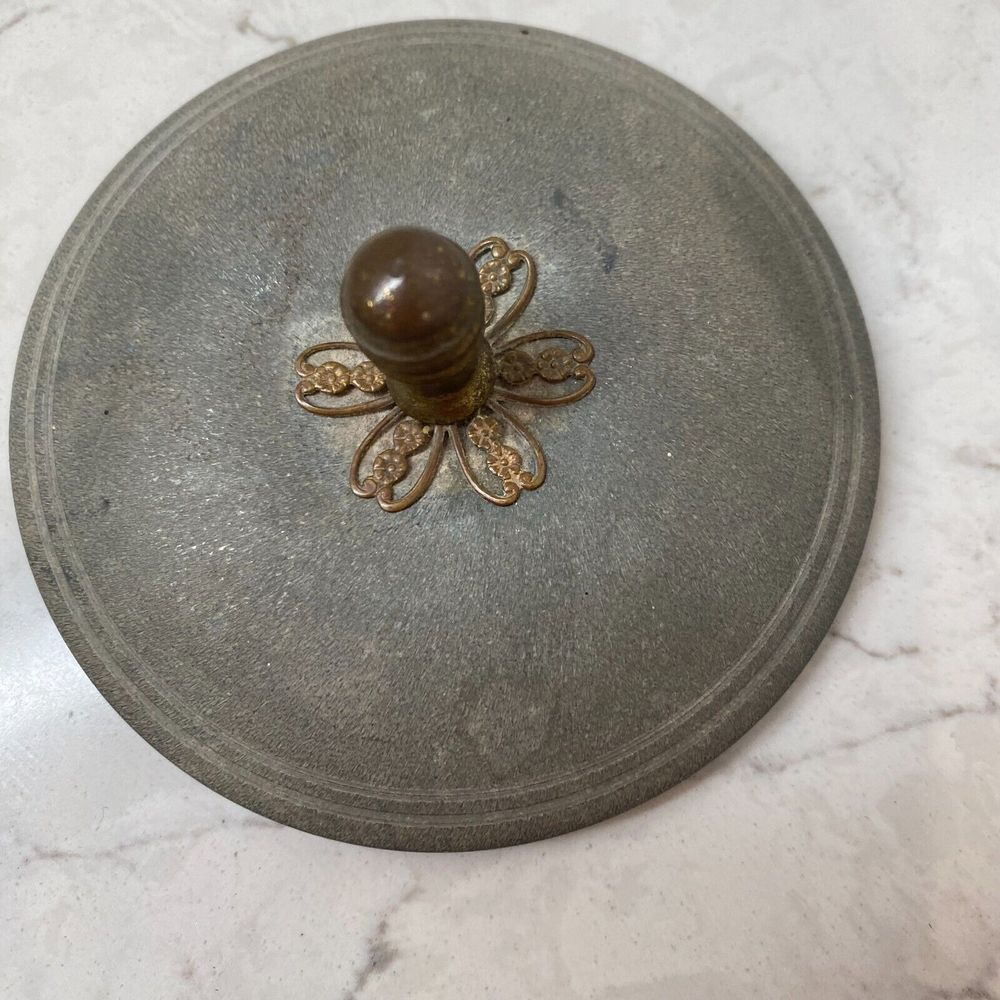 Antique Power Puff Music Box Gray Silver Rock-A-Bye-Baby Plays with Lid Works - Picture 3 of 8